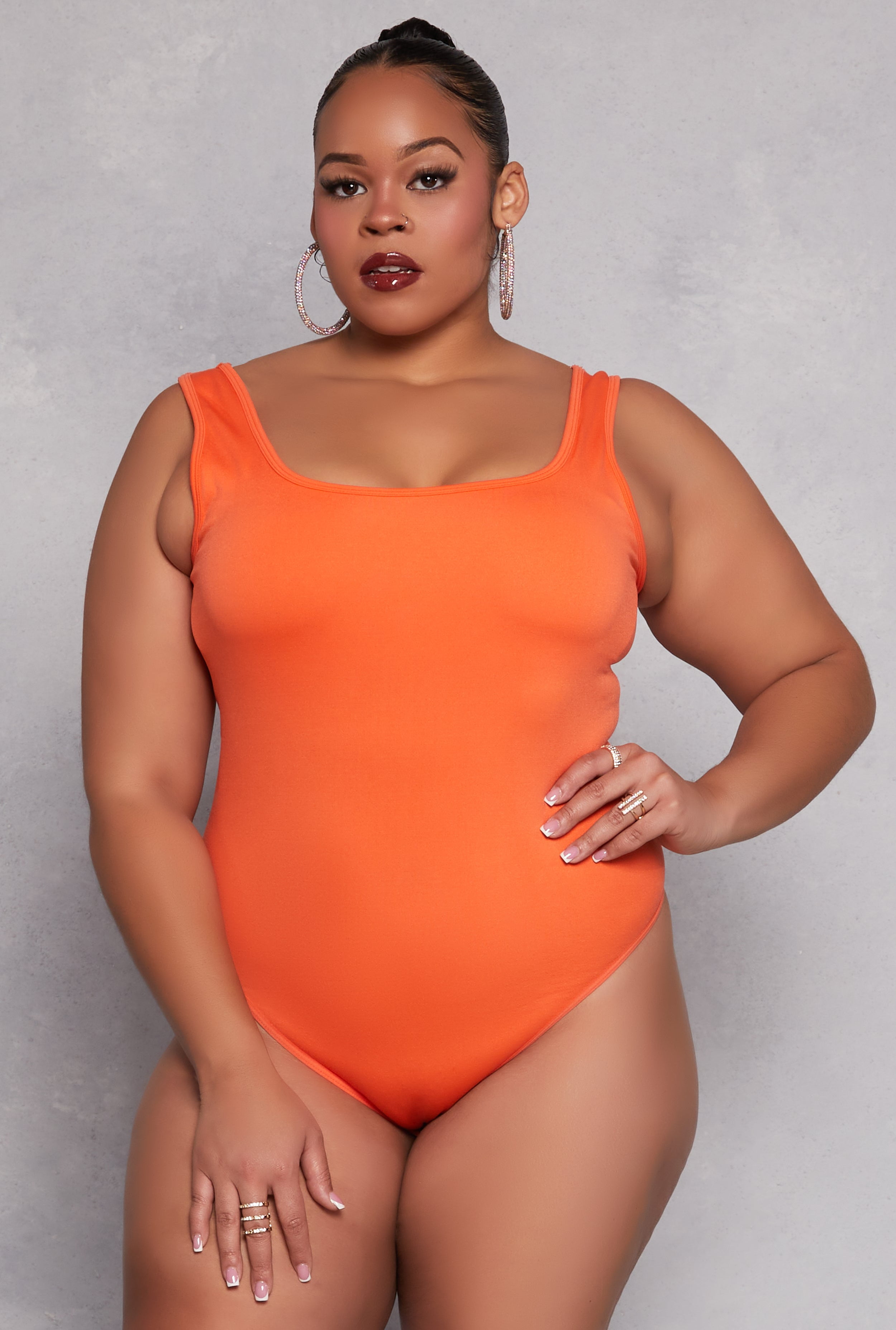 Womens Plus Size Square Neck Tank Bodysuit