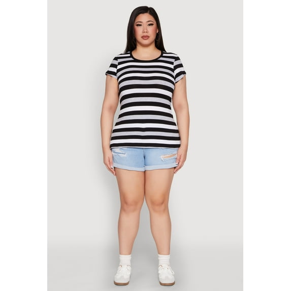 Womens Plus Size Striped Tee
