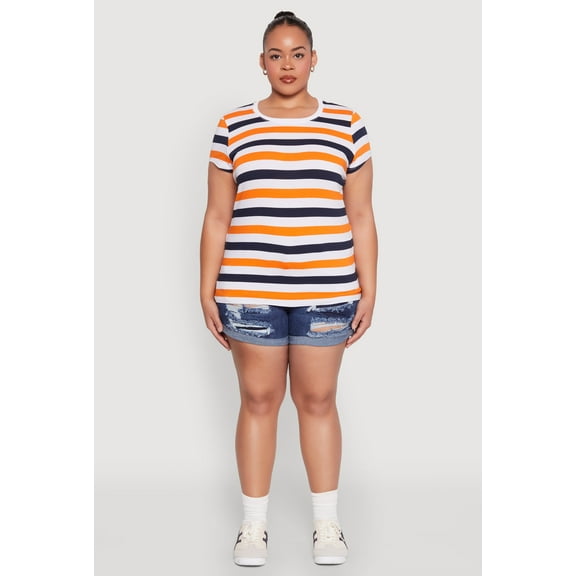 Womens Plus Size Striped Tee