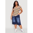 thumbnail image 1 of Womens Plus Size Striped V Neck Tee, 1 of 5