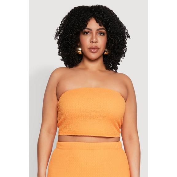 Womens Plus Size Textured Knit Tube Top