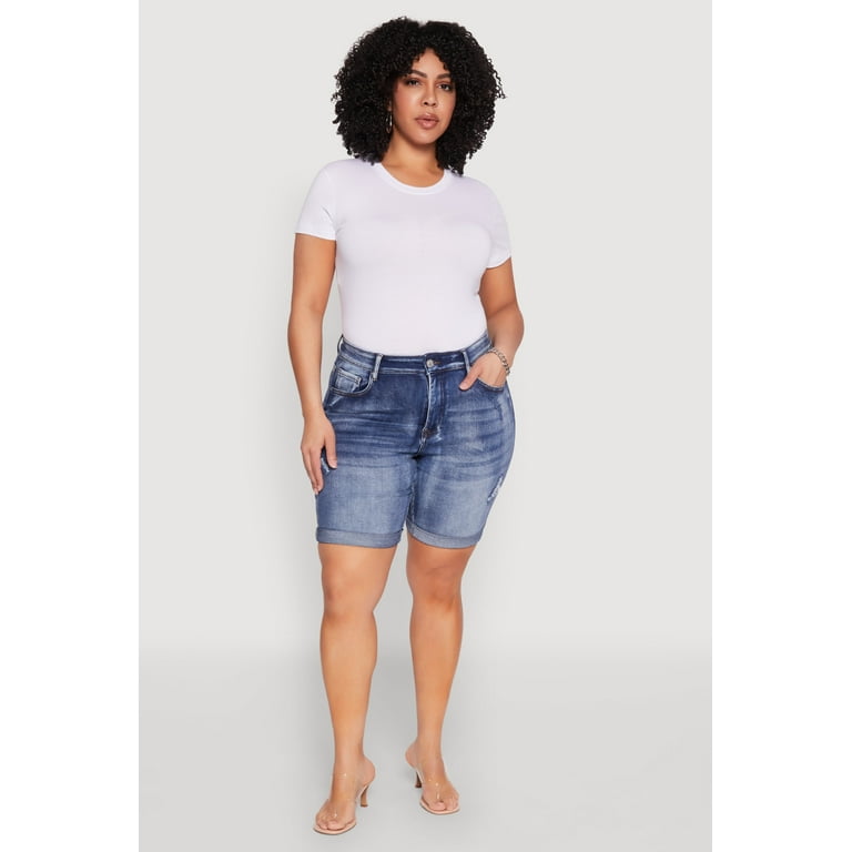 Womens Plus Size WAX Bermuda Denim Shorts