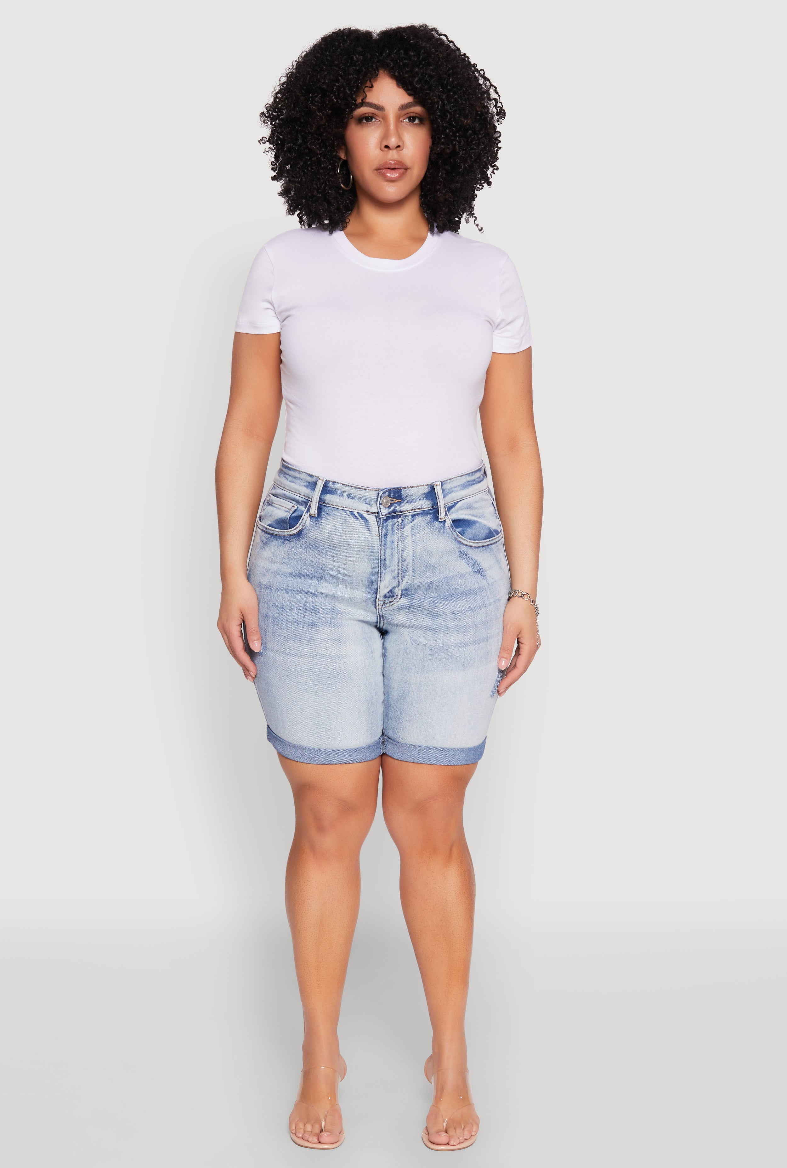 Womens Plus Size WAX Bermuda Denim Shorts Walmart Business Supplies