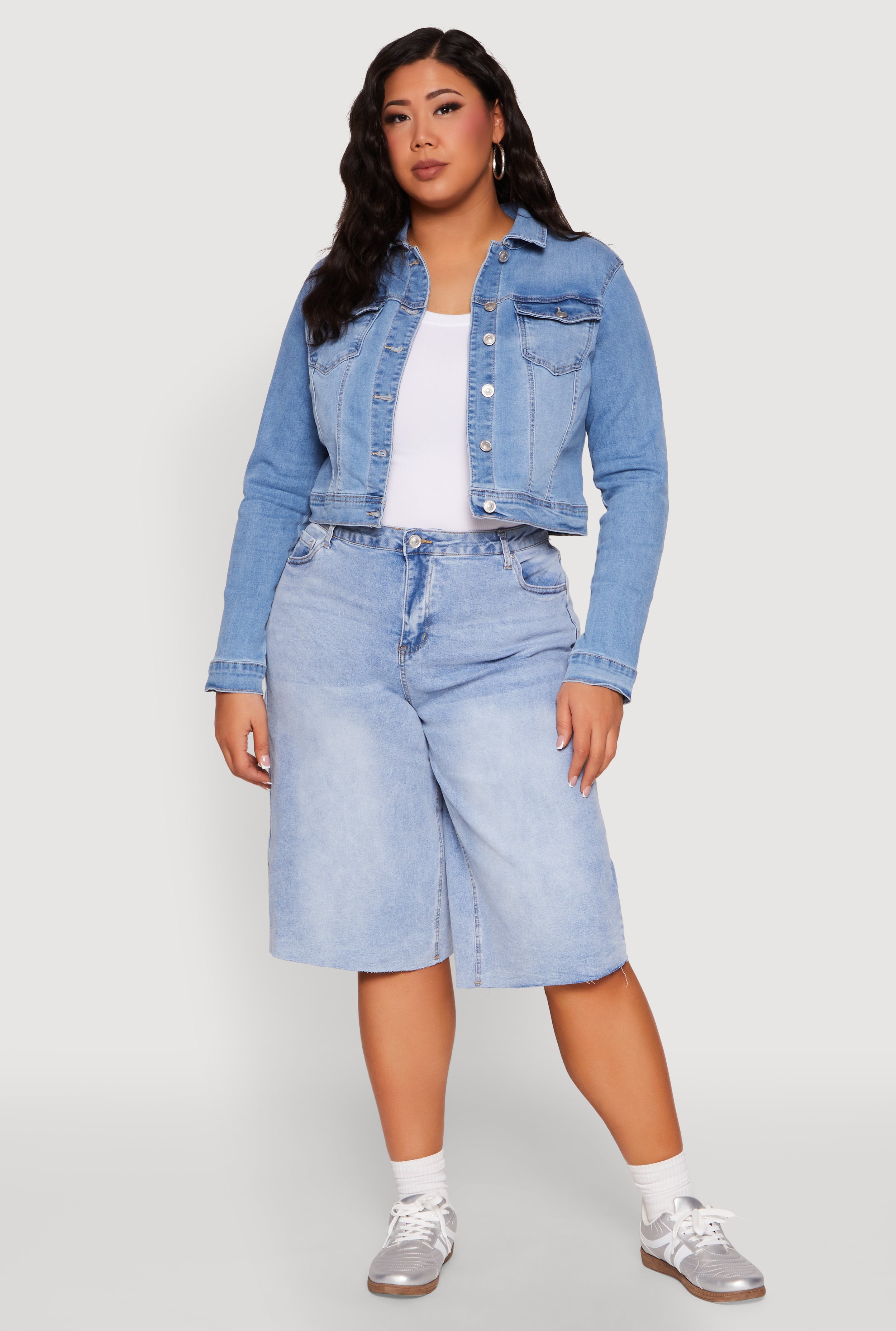 Solid Denim Rainbow Plus Size Denim Jacket Elevate Your Style Game With Our  Diamond Jean Jackets