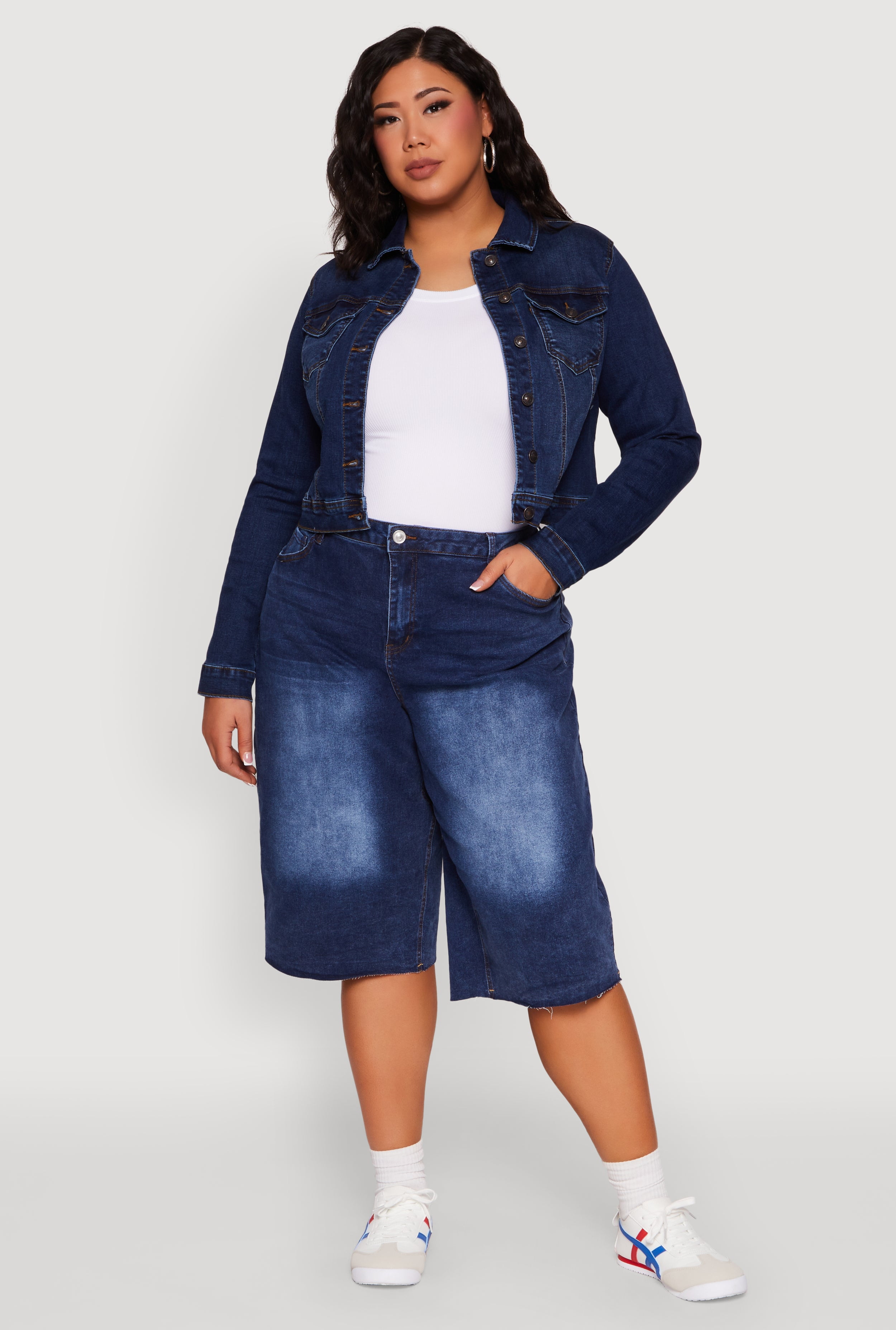 Womens Plus Size WAX High Waisted Bermuda Shorts