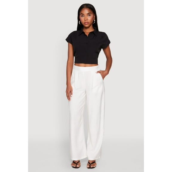 Womens Pull On Wide Leg Pants