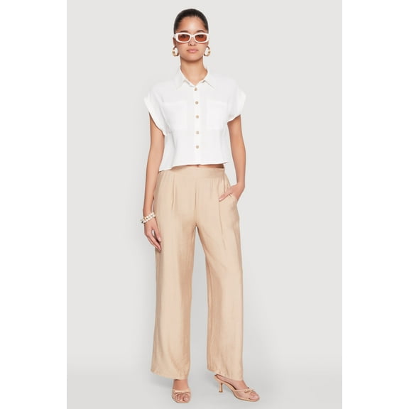Womens Pull On Wide Leg Pants