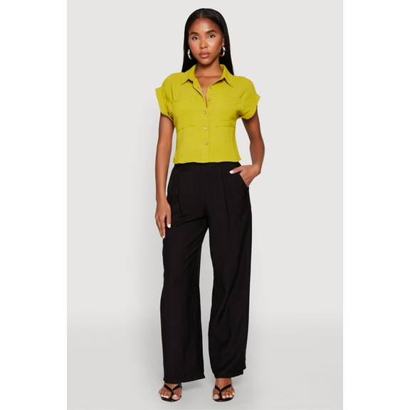 Womens Pull On Wide Leg Pants