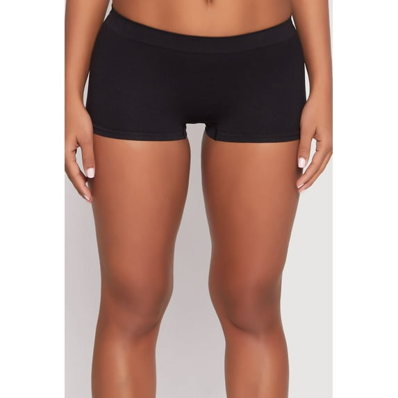 Womens Rib Knit Seamless Boyshort Panty