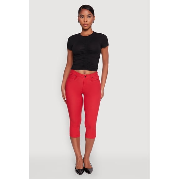 Women's Ruched Crew Neck Cropped Tee