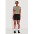 thumbnail image 1 of Women's Ruched Crew Neck Cropped Tee, 1 of 5