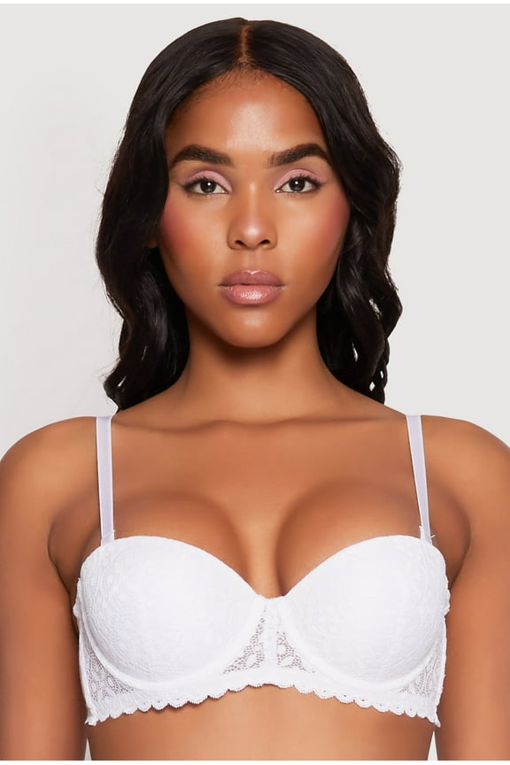 Womens Scalloped Trim Lace Balconette Bra | Convertible to Strapless