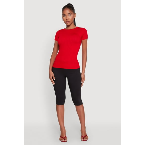 Womens Seamless Crew Neck Short Sleeve Top