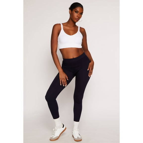 Womens Seamless Ribbed Knit Leggings