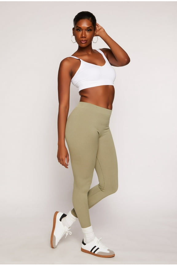 Women's Seamless Ribbed Knit Leggings