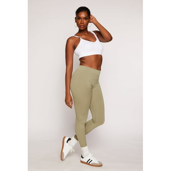 Womens Seamless Ribbed Knit Leggings