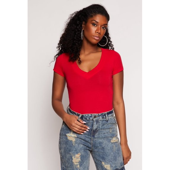 Rainbow Shops Female Adult Short Sleeve V Neck T Shirt Ambiance, Short Sleeves, V-Neck, T-Shirt, Solid