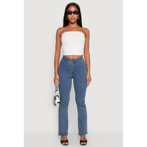 Women's Side Ruched Cropped Tube Top