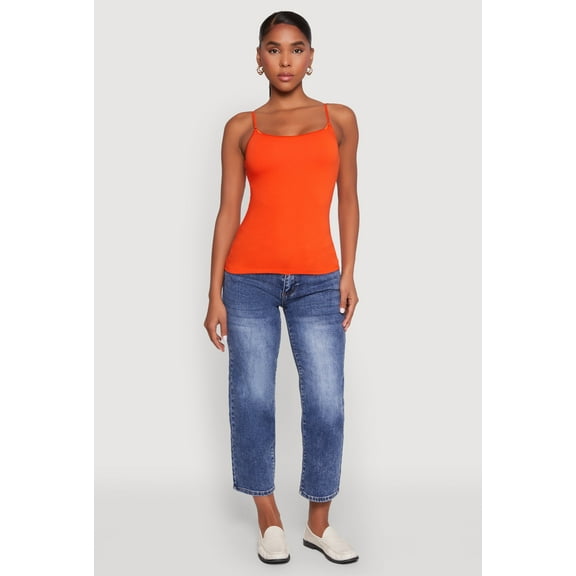 Rainbow Shops Female Adult Solid Shelf Bra Cami Ambiance, Sleeveless, Scoop Neck, Cami, Adjustable Strap(s), Solid, Shelf Bra