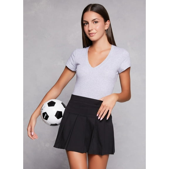 Womens Solid V Neck Short Sleeve Tee