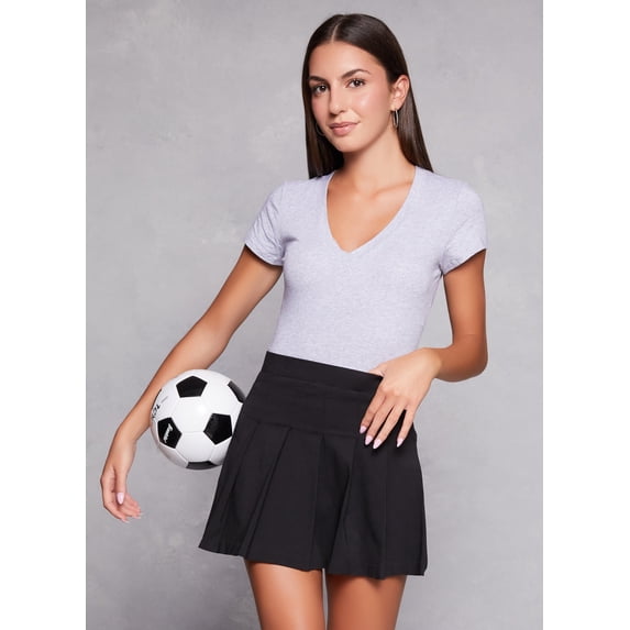 Women's Solid V Neck Short Sleeve Tee