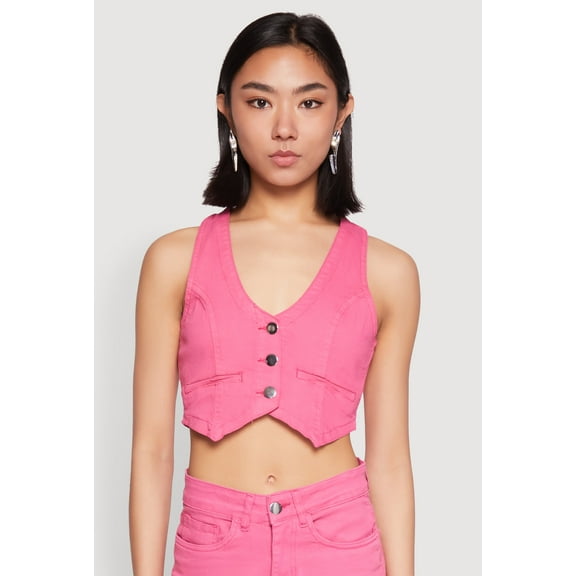 Womens Spoon Jeans Denim Button Front Vest