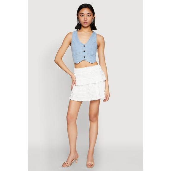 Womens Textured Knit Mini Skirt