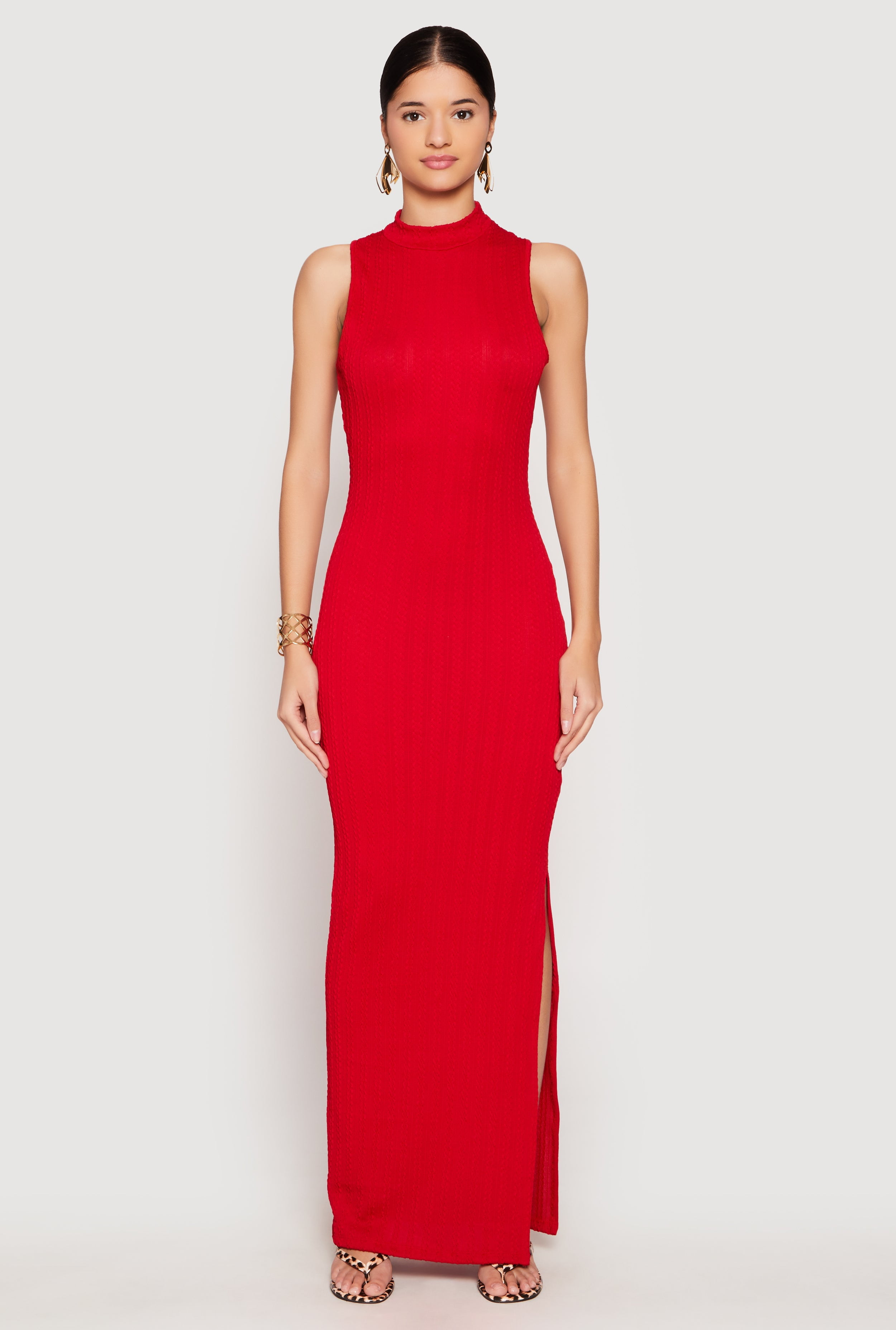 Womens Textured Knit Turtleneck Maxi Dress - Walmart.com