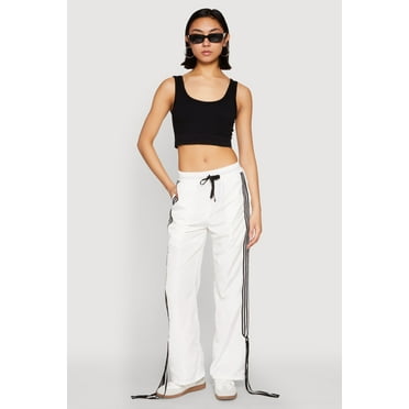 Womens Tie Side Varsity Stripe Track Pants
