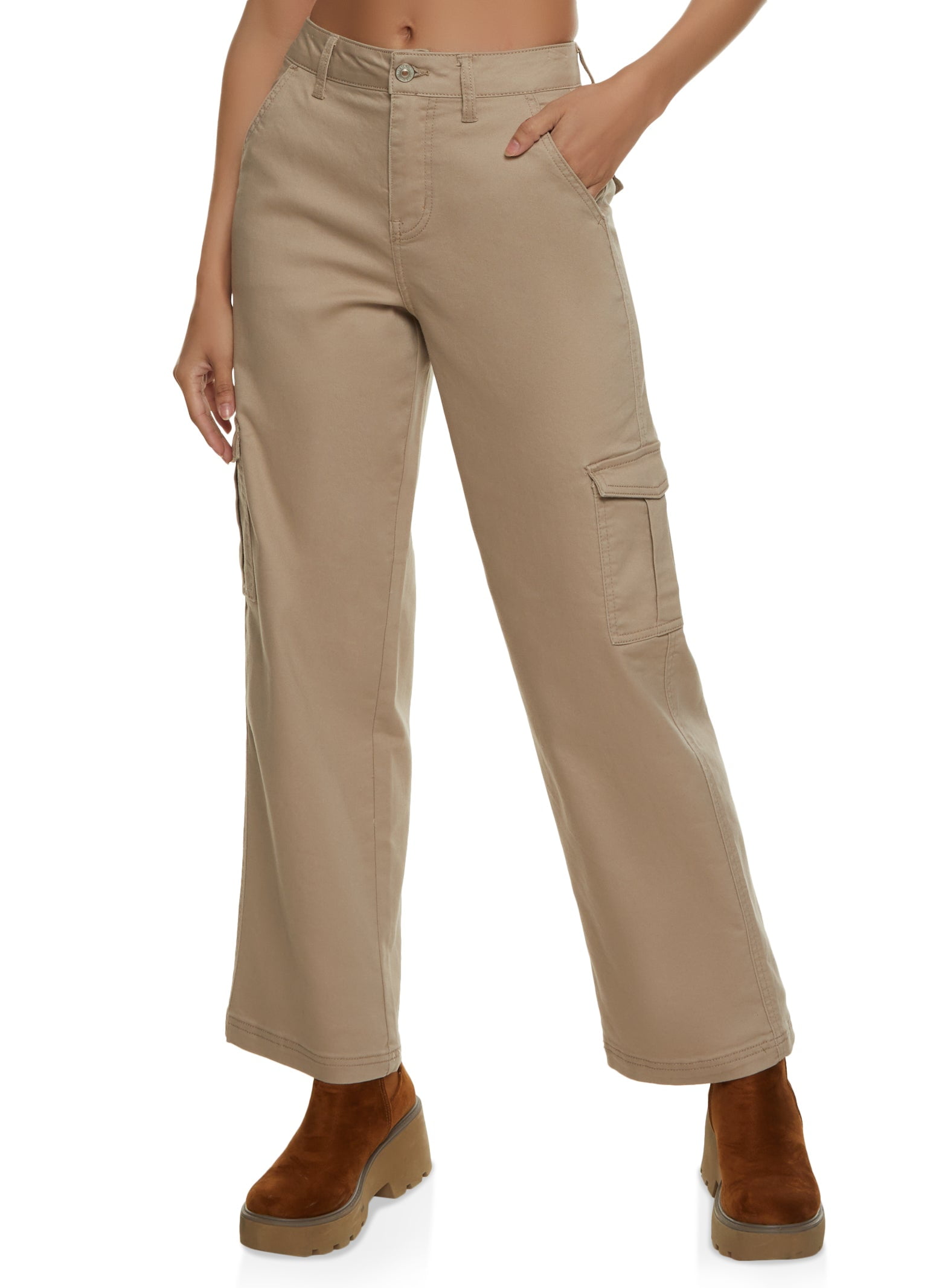 Plaid Wide Leg High Waist Cargo Pants