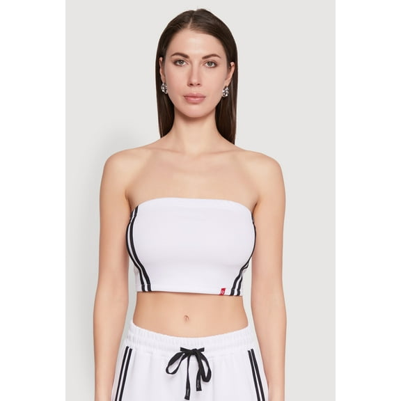 Womens Varsity Stripe Cropped Tube Top