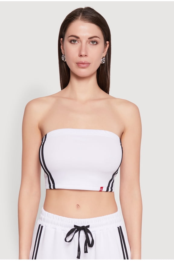 Womens Varsity Stripe Cropped Tube Top