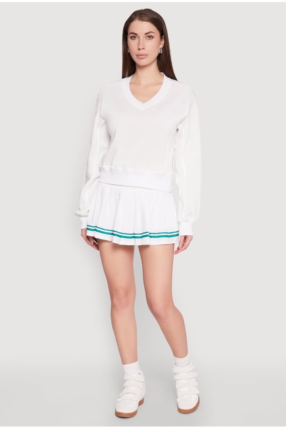 Womens Varsity Stripe High Waisted Pleated Skirt