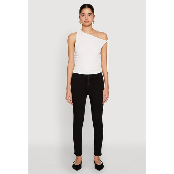 Womens WAX Button Fly Skinny Jeans