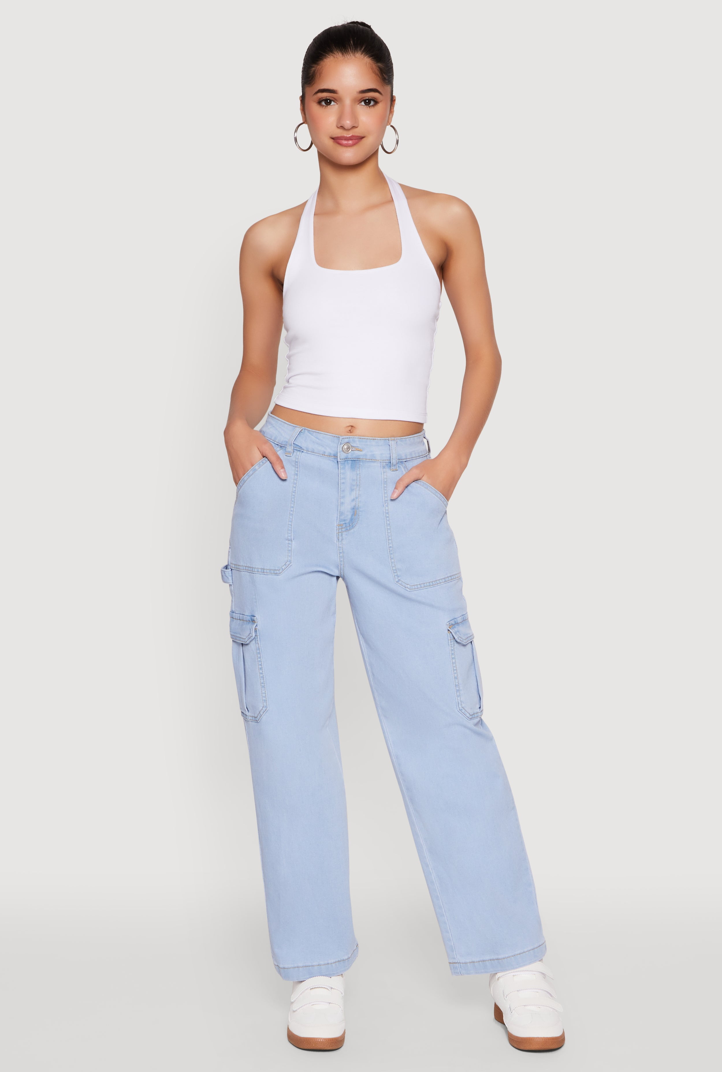 Womens WAX Cargo Straight Leg Carpenter Jeans - Walmart.com