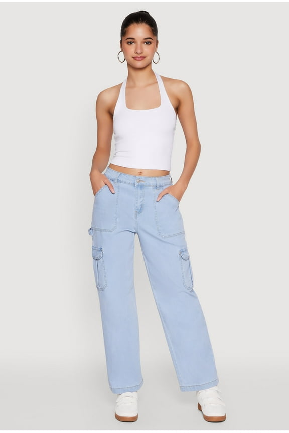 Womens WAX Cargo Straight Leg Carpenter Jeans