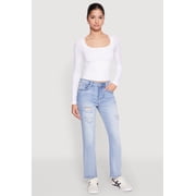 Womens WAX Distressed Straight Leg Jeans