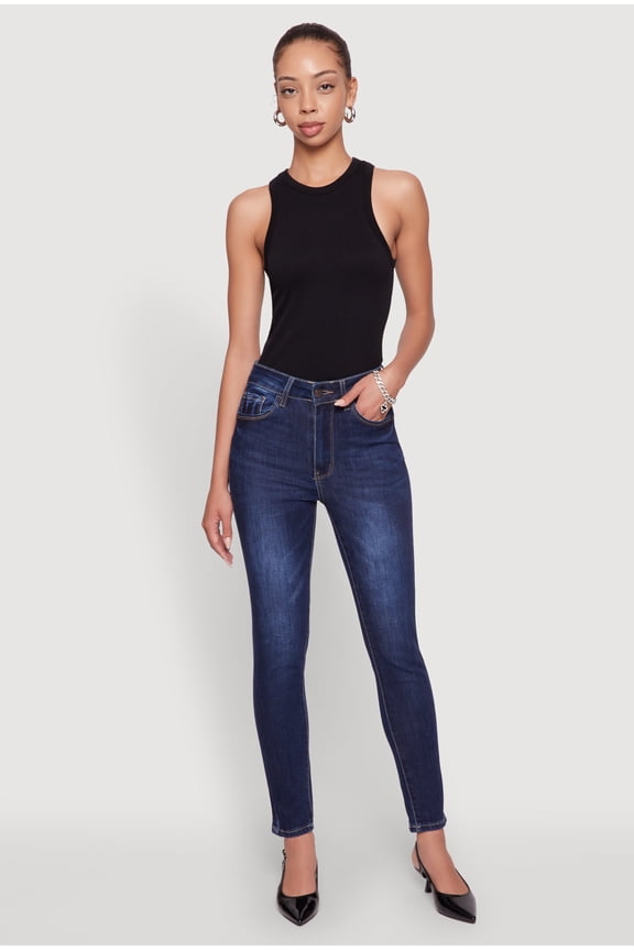 Womens WAX Five Pocket Solid Skinny Jeans
