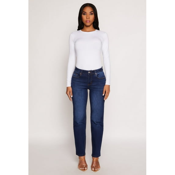 Womens WAX Frayed Detail Straight Leg Jeans