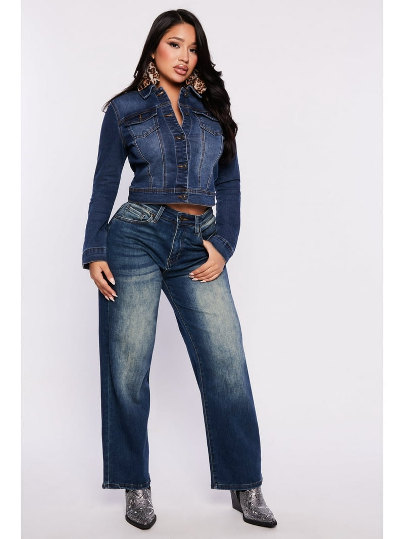 Womens WAX Long Sleeve Denim Jacket