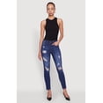 thumbnail image 1 of Womens WAX Mid Rise Distressed Jeans, 1 of 5