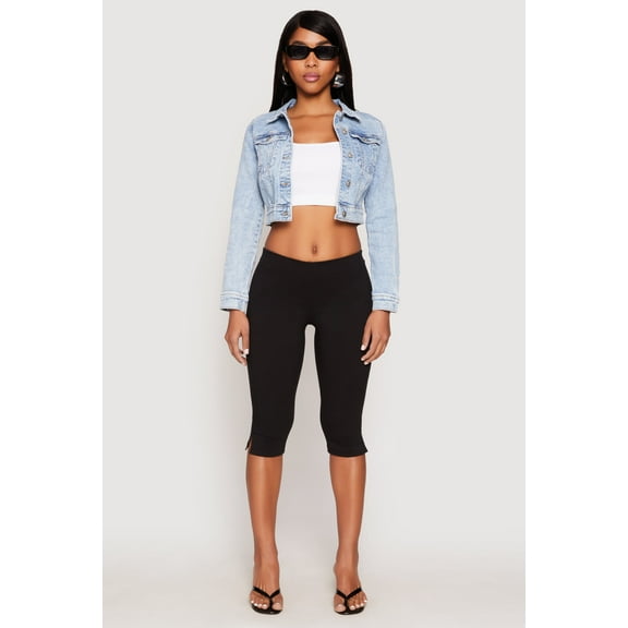 Womens WAX Mineral Wash Cropped Denim Jacket