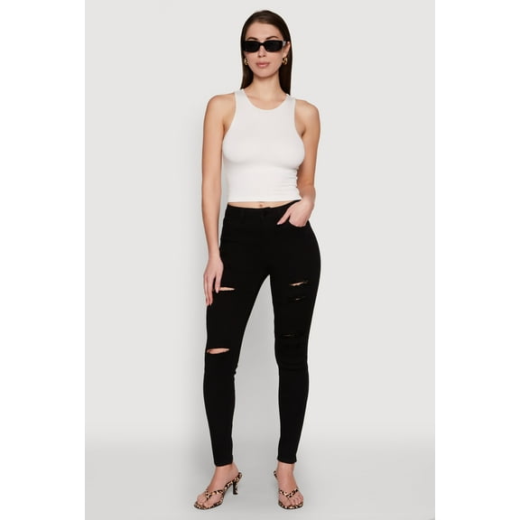 Womens WAX Ripped Skinny Jeans