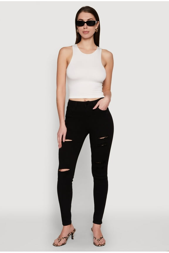 Womens WAX Ripped Skinny Jeans