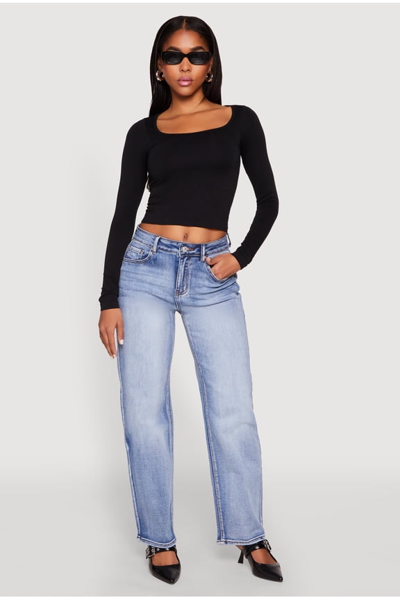 Womens WAX Straight Whiskered Jeans