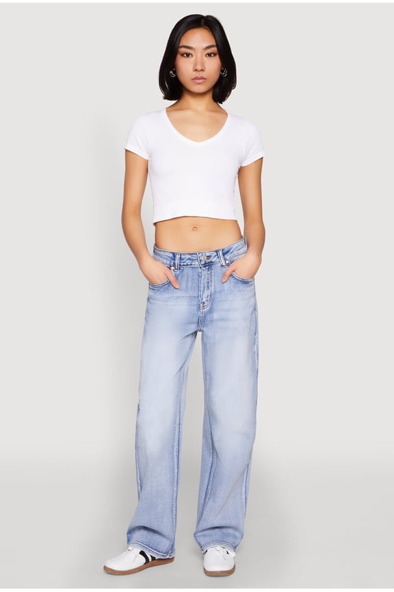 Womens WAX Straight Whiskered Jeans