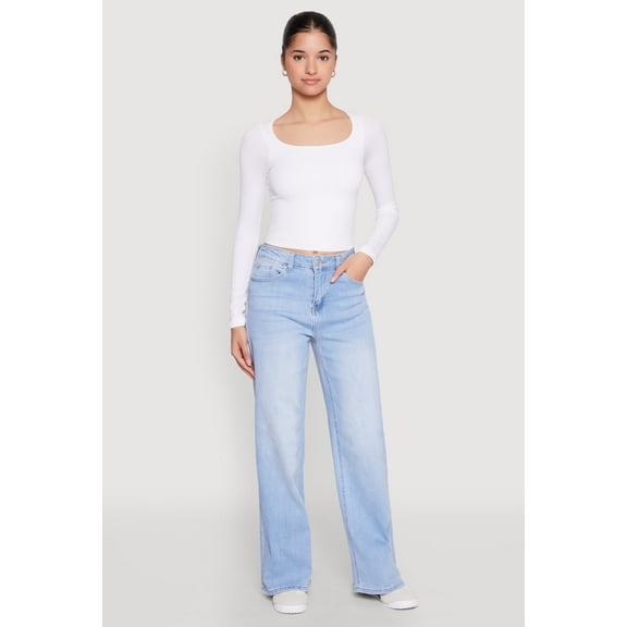 Womens WAX Whiskered Wide Leg Jeans