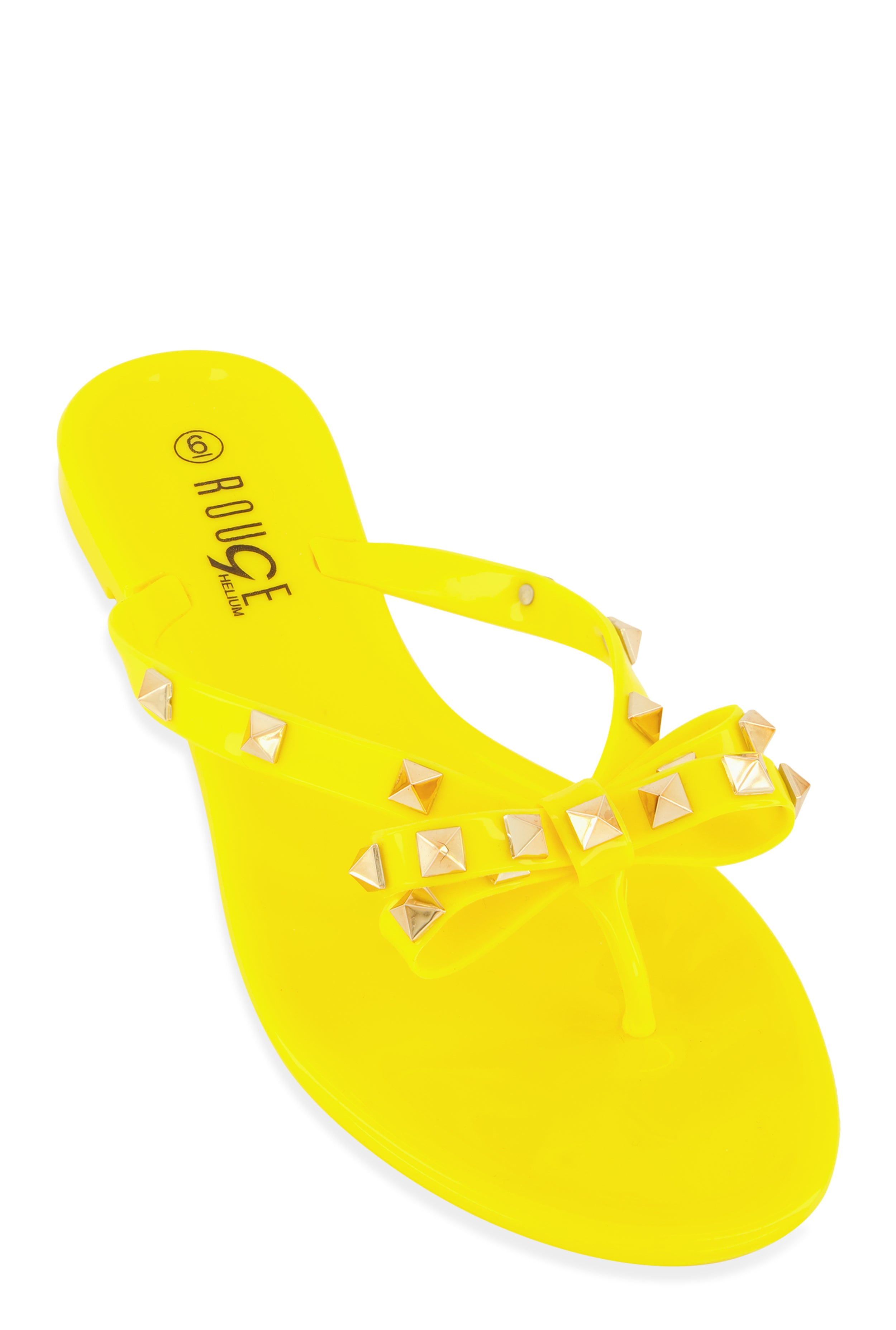 Women's Bow Studded Jelly Thong Slide Sandals