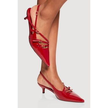 Women's Strappy Buckle Slingback Kitten Heels