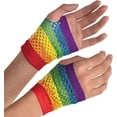 thumbnail image 1 of Rainbow Short Fishnet Gloves Adult Size, 1 of 1